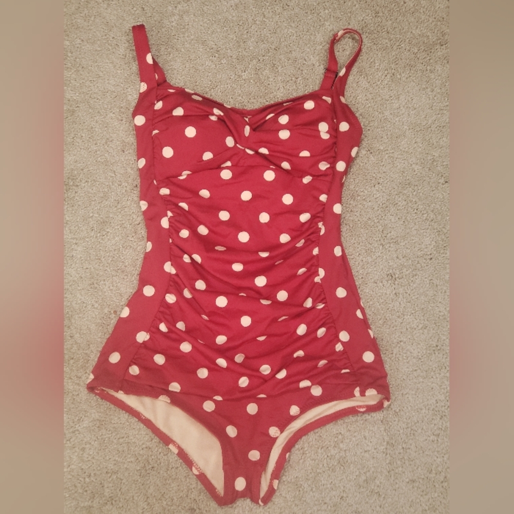 Kian D. Red Polka Dot Swimsuit